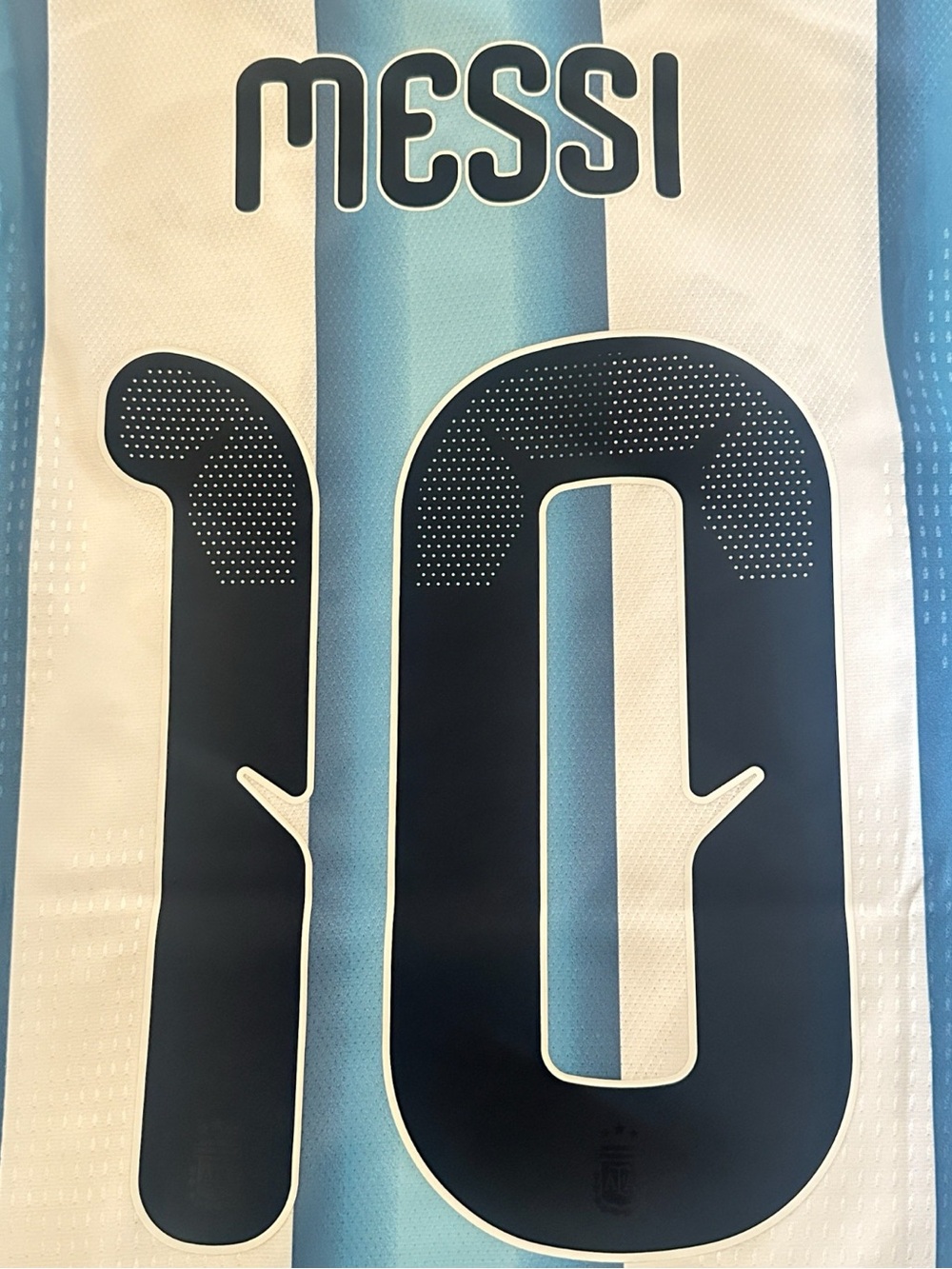 adidas Messi Argentina Soccer Jersey in Sky Blue & White with Gold Accents - Picture 3 of 5
